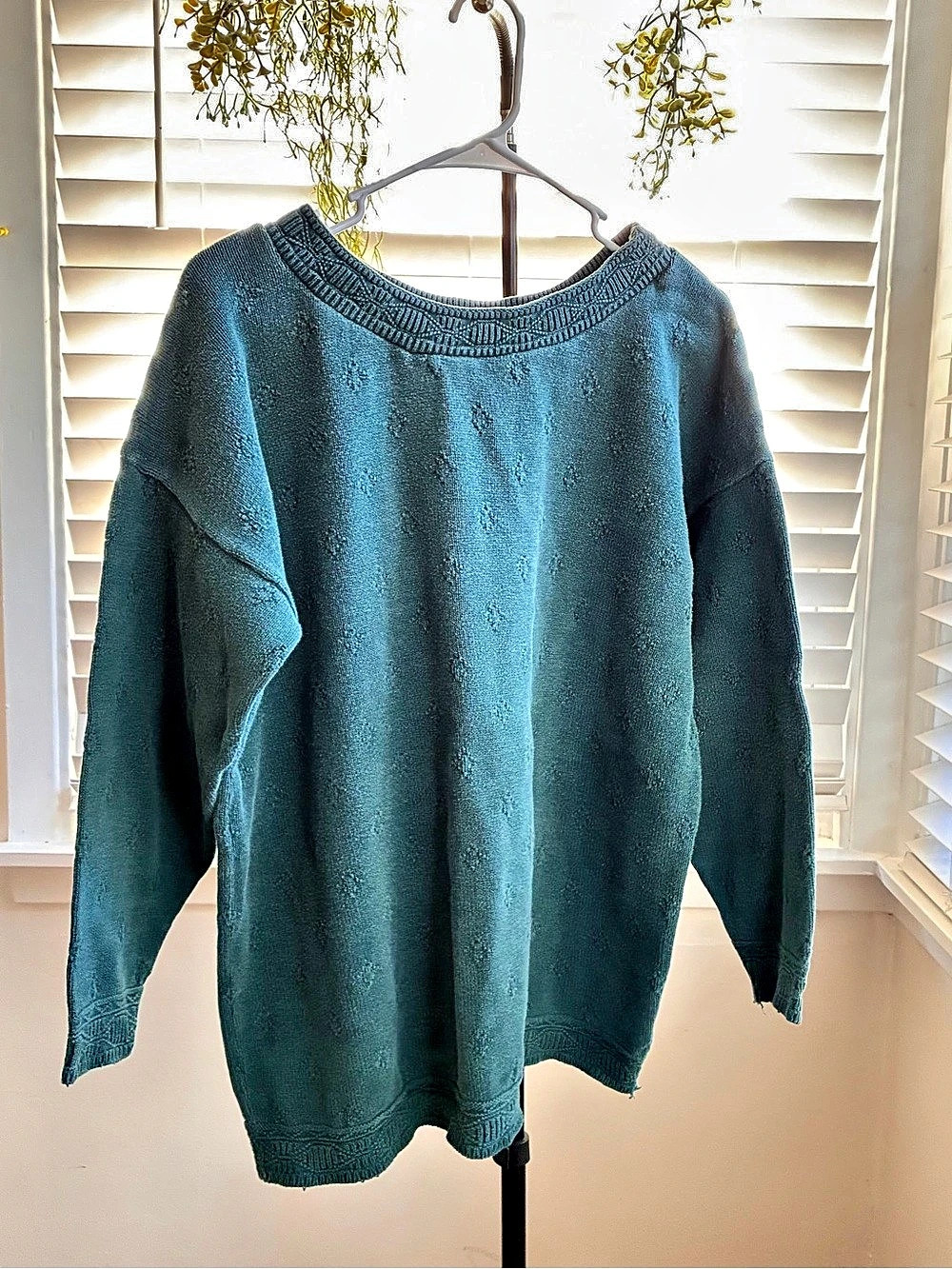 Vintage Pour le Chic Teal/Green Crewneck Sweater | XL